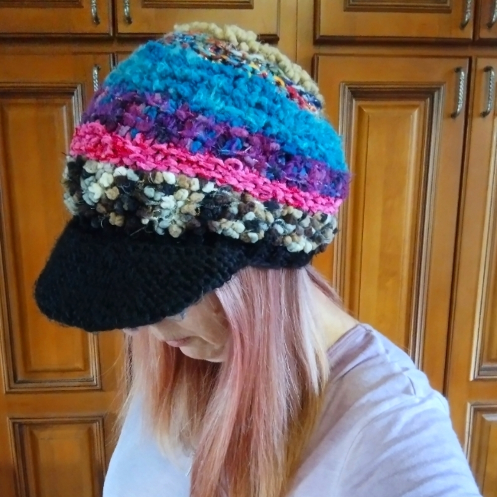 Rasta multicolored boho knit hat